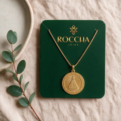 COLAR NOSSA SENHORA APARECIDA DOURADO ROCCHA JOIAS